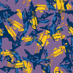UFO camouflage of various shades of violet, blue and yellow colors