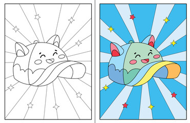 kawaii cap coloring page
