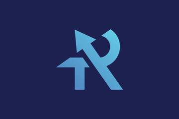 Letter RT or TR Letter and Up Arrow Logo