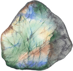 Transparent Background labradorite Illustration Png. Transparent Clipart Image of watercolor rainbow crystal ready-to-use for site, article, print