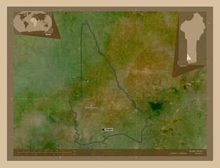 Kouffo, Benin. Low-res satellite. Labelled points of cities