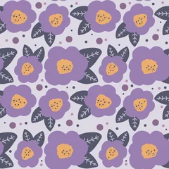 Fototapeten Purple flowers seamless pattern © Kulica