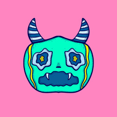 Monster cute Illustration hand drawn cartoon colorful vintage style vector