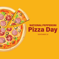 National Pepperoni Pizza Day vector. September 20. Pieces of pizza icon. American food.