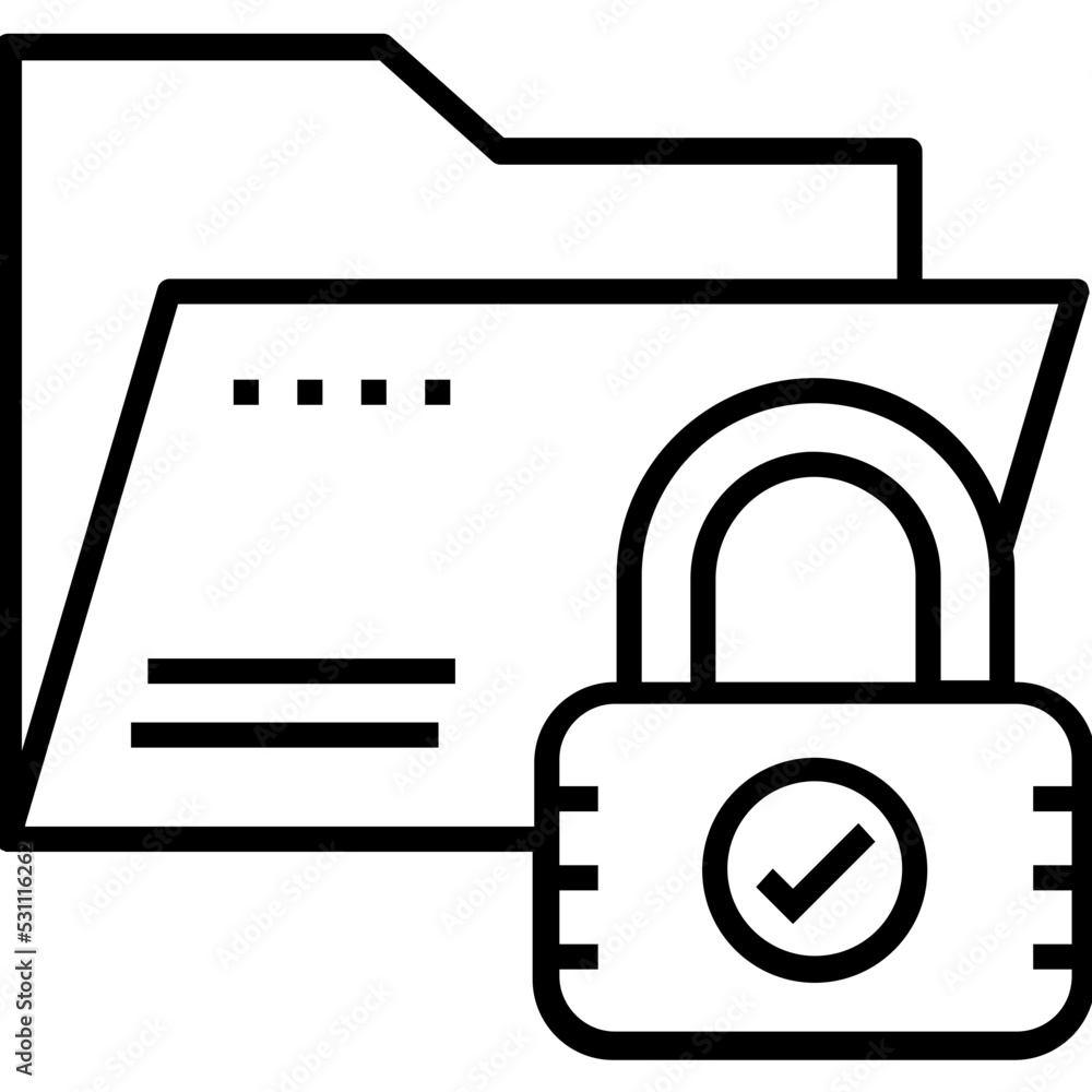 Sticker secure data folder line vector icon