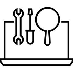 Online Advertising Research tools Line Vector Icon