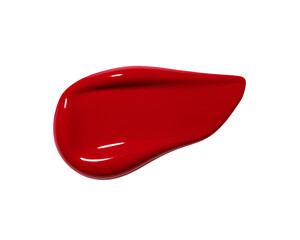 red swatch of lipgloss, bright color cosmetic product stroke, acryl gouache oil paint  texture, cosmetic or beauty product texture