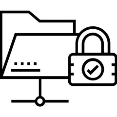 Lock Network Folder Line Vector Icon