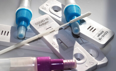 Group of Corona or Covid-19 rapid tests for home testing
