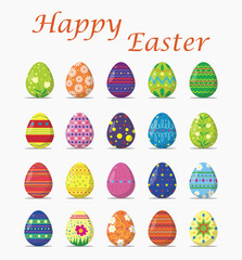 set of easter eggs collection colorful icon vector illustration EPS10