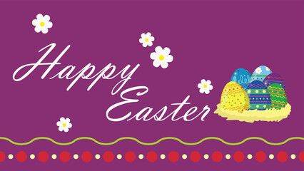 happy easter cover card in purple background vector illustration EPS10