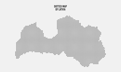 Latvia Map Silhouette with Simple Black Dotted Style