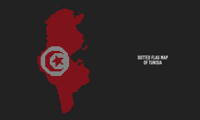 Flag Map of Tunisia with Halftone Dotted Style