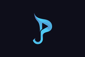 Obraz premium Unique Letter JP PJ and Play Button Logo Design