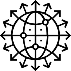 Global Solution Line Vector Icon