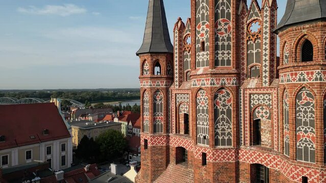 Torun. Aerial View of Old Town in Torun. Historical Buildings of the Medieval City of Torun. Kuyavian-Pomeranian Voivodship. Poland.