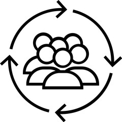 Outsourcing Management Line Vector Icon