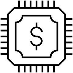 Digital Money Line Vector Icon