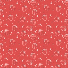 Cute strawberry with red background