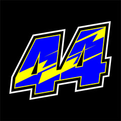 racing start number vector design with unique shape and bright color