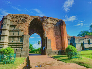 17-07-2022 Malda West Bengal India, gate way of historic mosque situated in malda west bengal built during sultan period