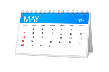 table calendar 2023 may isolated on transparent background - obrazy, fototapety, plakaty