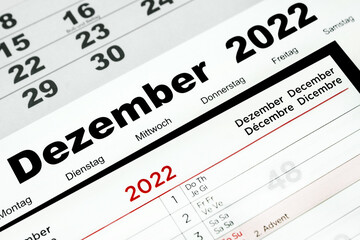 Deutscher Kalender 1. Dezember 2022