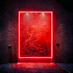 Red light stage shows, red neon background, spotlights, floor, texture, for display products, studio