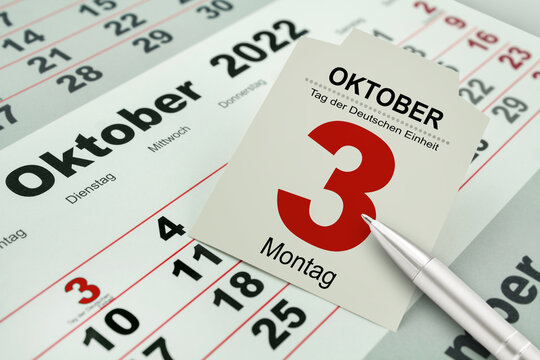 Tag der Deutschen Einheit mit Kalender 3. Oktober 2022