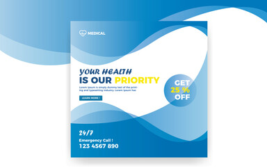 Creative health care medical social media post banner template design