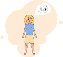 little girl dreams of a bear toy