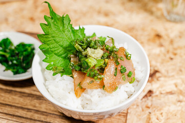 ビンチョウマグロの漬け丼