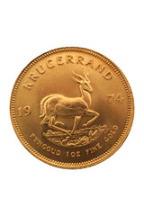 Krugerrand gold coin  isolated on transparency photo png file 