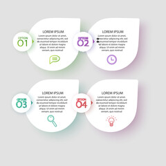 Infographic design business template with icons and 4 options or steps. Can be used for process diagram presentations workflow layout or banner vector illustration