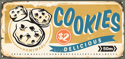 Cookie store retro sign. Vector illustration. 
