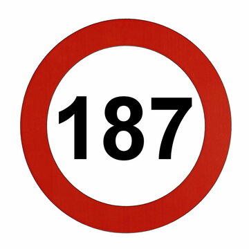 Illustration des Stra&szlig;enverkehrszeichens "Maximale Geschwindigkeit 187 Kilometer pro Stunde"	