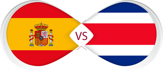 Spain vs Costa Rica  in Football Competition, Group A. Versus icon on Football background.