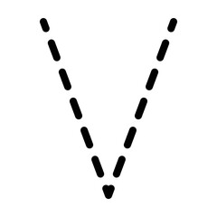 Tracing Alphabet letter V prewriting dotted line element for kindergarten, preschool and Montessori school kids worksheet for handwriting practice activity.