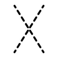 Tracing Alphabet letter X prewriting dotted line element for kindergarten, preschool and Montessori school kids worksheet for handwriting practice activity.