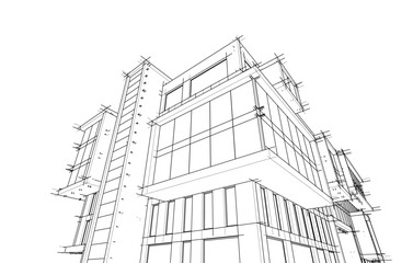 Fototapeta premium Architectural drawing vector illustration