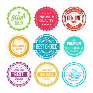 Premium quality colorful  badges flat design retro design vector illustration 