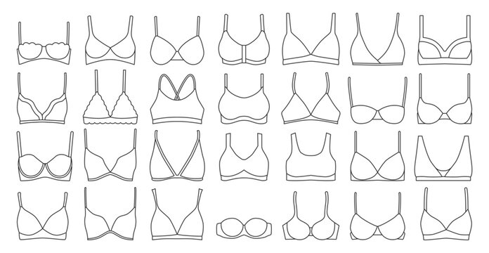Bra of underwear vector outline set icon. Isolated outline set icon lingerie. Vector illustration bra of underwear on white background.
