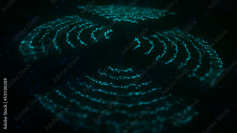 Aufkleber digital technology background. big data visualization. dynamic wave of glowing particles. abstract b