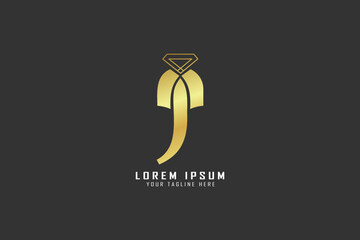 J letter Diamond Luxury Brand, J monogram Golden Letter Illustration
