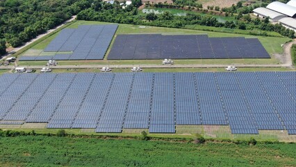 Solar energy farm. Aerial view of a solar farm in Asia.