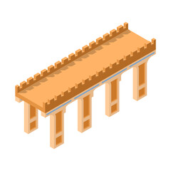 Abstract Isometric 3D Bridge Town City Urban Infrastructure Isolated Vector Design Style