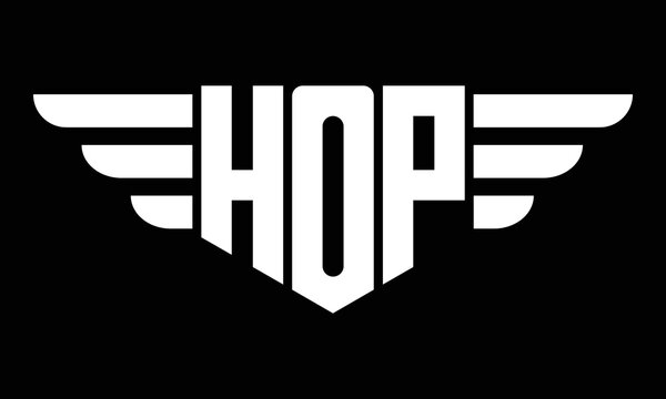 HOP three-letter geometric initial letter logo design template.