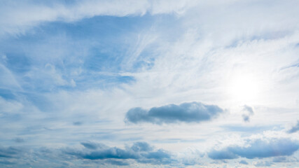 Blue sky and clouds at sunset. Background sky. Nature