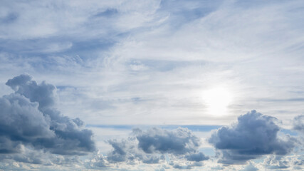 Natural daylight and white clouds floating on blue sky