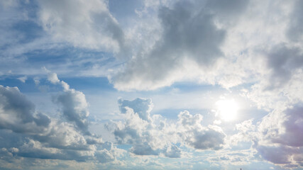 Natural daylight and white clouds floating on blue sky